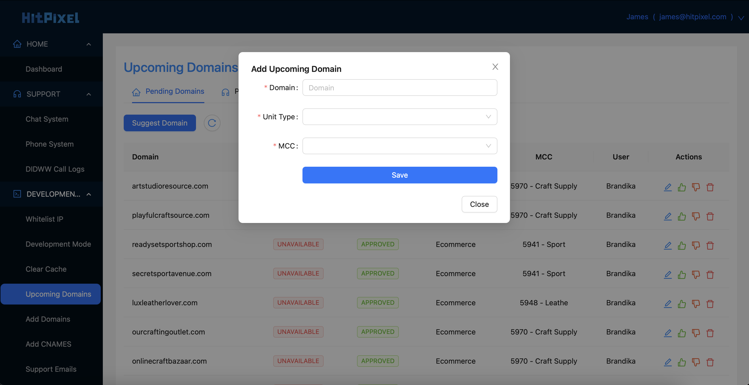 Create Upcoming Domains